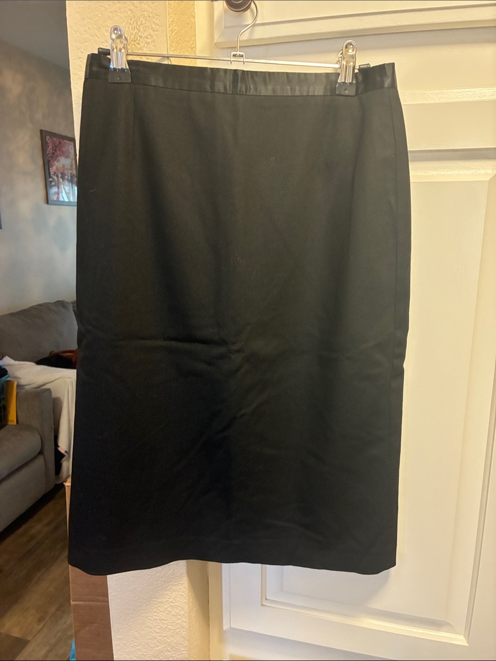 ANTONIO MELANI Black Pencil Skirt with satin trim